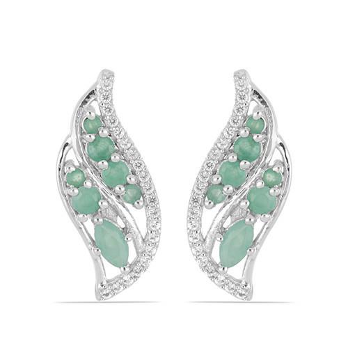 NATURAL EMERALD GEMSTONE CLASSIC LEAF PENDANT IN 925 SILVER